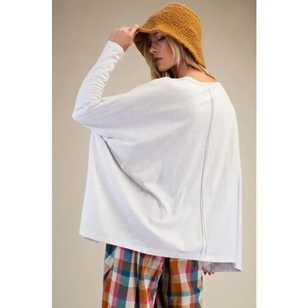 E1992. Easel Peace Patch Oversized Heathered Cotton Tunic NWT_5